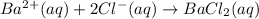 Ba^{2+}(aq)+2Cl^-(aq)\rightarrow BaCl_2(aq)