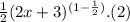 \frac{1}{2}(2x+3)^{(1-\frac{1}{2})}.(2)