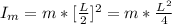 I_m  =   m * [\frac{L} {2} ]^2 =  m*  \frac{L^2}{4}