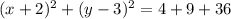 (x+2)^{2} +(y-3)^{2} = 4 + 9 + 36