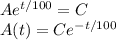 Ae^{t/100}=C\\A(t)=Ce^{-t/100}
