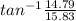 tan^{-1} \frac{14.79}{15.83}