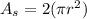 A_s = 2(\pi r^2)