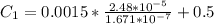 C_1 =    0.0015   * \frac{2.48*10^{-5}}{1.671*10^{-7}}  + 0.5