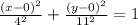 \frac{(x-0)^2}{4^2} +\frac{(y-0)^2}{11^2} =1