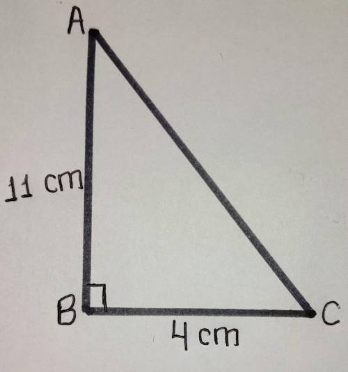 using Pythagoras theorem, caclutale AC AB=11cm BC=4CM AC=unknown using Pythagoras theorem, caclutale
