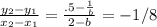 \frac{y_2-y_1}{x_2-x_1}=\frac{.5-\frac{1}{b} }{2-b}  =-1/8