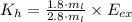K_{h} =\frac{1.8\cdot m_{l}}{2.8\cdot m_{l}}\times E_{ex}