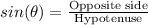 sin(\theta)=\frac{\text{Opposite side}}{\text{Hypotenuse}}