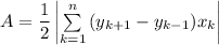 A=\dfrac{1}{2}\left|\sum\limits_{k=1}^n{(y_{k+1}-y_{k-1})x_k}\right|