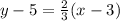 y - 5 =  \frac{2}{3} (x - 3)
