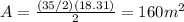 A=\frac{(35/2)(18.31)}{2}=160m^2
