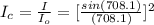 I_c = \frac{I}{I_o}  = [ \frac{sin (708.1)  }{(708.1)}] ^2