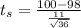 t_s  =  \frac{100 -  98}{ \frac{11 }{ \sqrt{36} } }