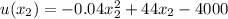 u (x_{2}) = - 0.04x_{2} ^ {2} + 44x_{2}-4000