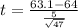 t = \frac{63.1 - 64 }{\frac{5 }{\sqrt{47} } }