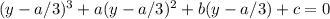 (y - a/3)^3 + a(y - a/3)^2 + b(y - a/3) + c = 0