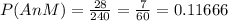 P(AnM)= \frac{28}{240}= \frac{7}{60}= 0.11666