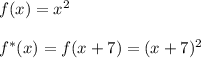 f ( x ) = x^2\\\\f^*(x) = f ( x + 7 ) = (x + 7 )^2