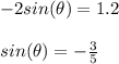 -2sin(\theta)=1.2\\\\sin(\theta)=-\frac{3}{5}