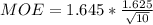 MOE =  1.645 *  \frac{1.625 }{\sqrt{10} }