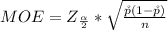 MOE  =  Z_{\frac{\alpha }{2} } *  \sqrt{\frac{\r  p  (1- \r p)}{n} }
