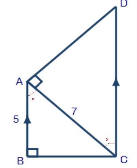Please help, giving brainliest

Look at the figure above:
Triangle ABC is a right triangle with angl