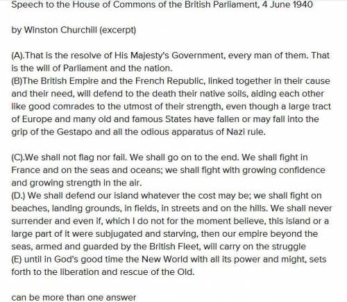 Which two parts of this excerpt reflect Winston Churchill's belief that the Nazis could be overcome