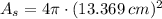 A_{s} = 4\pi\cdot (13.369\,cm)^{2}