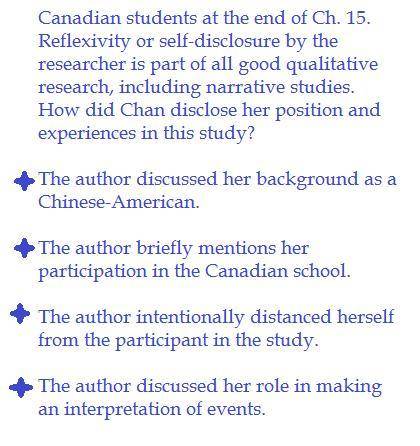 Canadian students at the end of Ch. 15. Reflexivity or self-disclosure by the researcher is part of