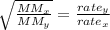 \sqrt{\frac{MM_{x} }{MM_{y} } } = \frac{rate_{y} }{rate_{x} }