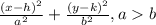 \frac{{(x-h)}^{2}}{a^{2}}+\frac{(y-k)^{2}}{b^{2}}, ab