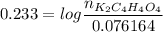 0.233= log \dfrac{n_{K_2C_4H_4O_4}}{0.076164 }