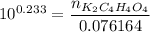 10^{0.233}= \dfrac{n_{K_2C_4H_4O_4}}{0.076164 }