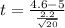 t =  \frac{ 4.6  - 5}{ \frac{2.2}{\sqrt{20} } }