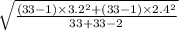 \sqrt{\frac{(33-1)\times 3.2^{2}+(33-1)\times 2.4^{2} }{33+33-2} }