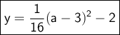 \large \boxed{\sf y=\dfrac{1}{16}(a-3)^2-2 }