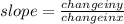 slope = \frac{change  in  y}{change  in  x}