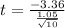 t= \frac{-3.36}{\frac{1.05}{\sqrt{10} } }