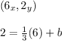 (6_{x},2_{y})\\\\2=\frac{1}{3}(6)+b