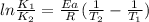ln\frac{K_1}{K_2}  = \frac{Ea}{R} (\frac{1}{T_2} -\frac{1}{T_1})