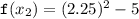 \mathtt f(x_2) = (2.25)^2 -5}
