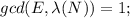 gcd(E,  \lambda (N) ) = 1;
