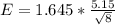 E =1.645  *  \frac{5.15 }{\sqrt{8} }
