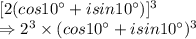 [2(cos10^\circ + i sin10^\circ)]^3\\\Rightarrow 2^3 \times (cos10^\circ + i sin10^\circ)^3