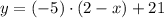 y = (-5)\cdot (2-x) +21
