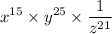 \displaystyle x^{15} \times y^{25}  \times \frac{1}{z^{21} }