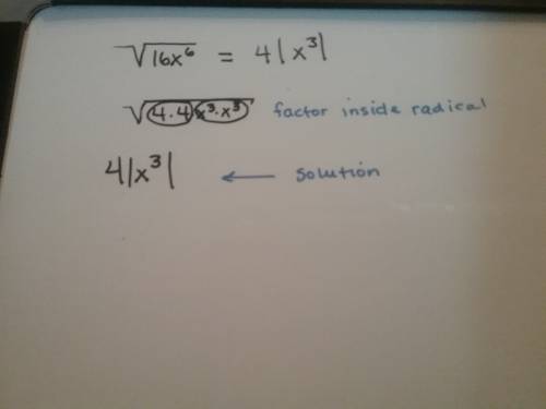 Simplify the square root of 16x^6th power