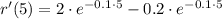 r'(5) = 2\cdot e^{-0.1\cdot 5}-0.2\cdot e^{-0.1\cdot 5}