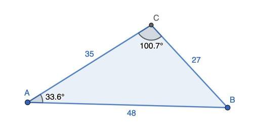 In triangle ABC we have angle C = 3 times angle A, a=27 and c=48 What is b? Note: a is the side leng